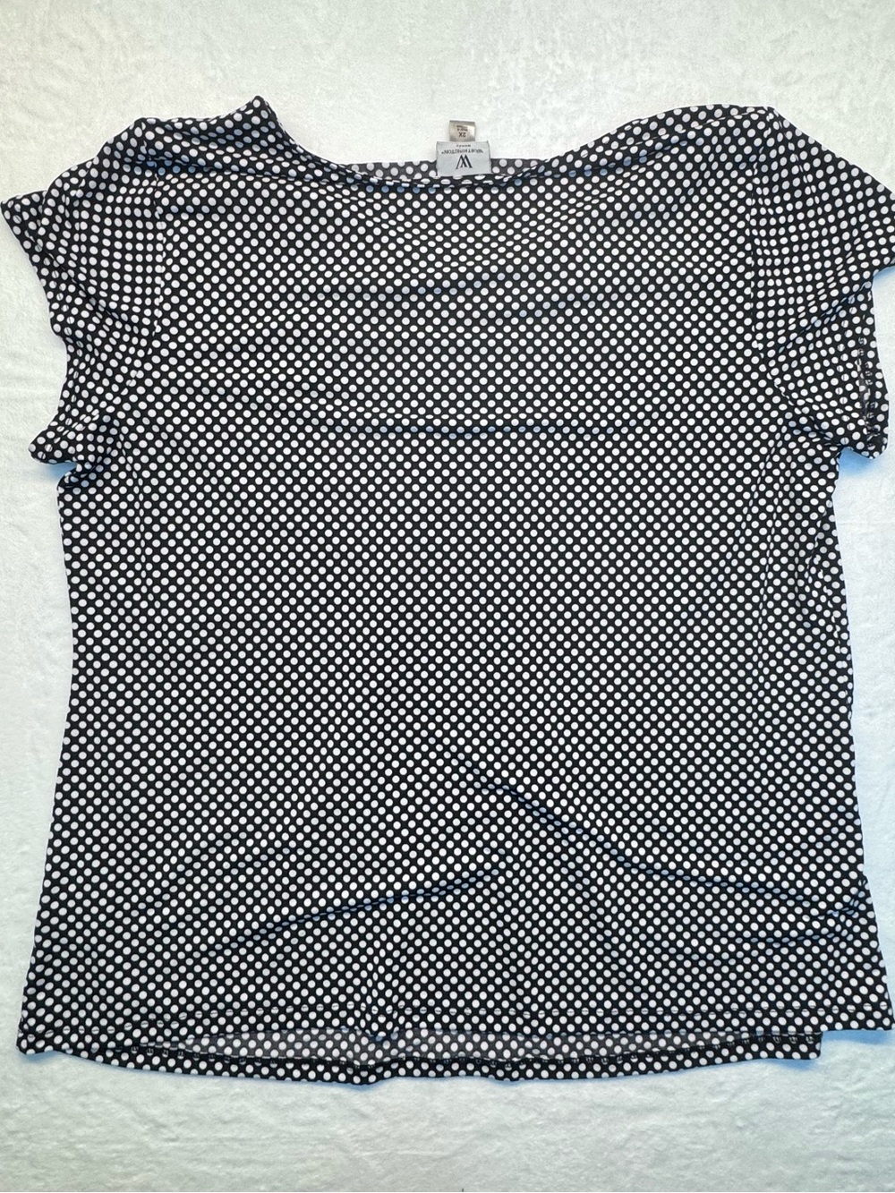 Worthington Woman 2X Black White Polka Dot Pleated Career Blouse - Picture 8 of 8